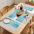 thumbnail image 5 of Teal Waves Coastal Placemats Set of 6 Summer Beach Sea Nautical Ocean Place Mats Indoor Wipeable Table Mats Washable Cloth Dining Table Placemats for Kitchen Holiday Party Home Decor 13x19 Inch, 5 of 9