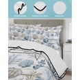 thumbnail image 4 of Quilts Queen Size Bedding Set, Ocean Coastal Lightweight Quilted Comforter, Ocean Nautical Coral Shells Wooden Grain Soft Reversible Bedspread Coverlet with Pillow Covers for All Season, 90" x 96", 4 of 7