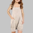 thumbnail image 2 of SHTXOZHI Girls Casual Jumpsuits Sleeveless V Neck Print Loose Romper with Pockets Short Overalls, 2 of 3