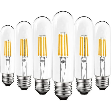 

Luxrite 6-Pack T10 LED Bulb 5W=60W 2700K Warm White Edison Bulb 500 Lumens Tubular Light Bulb Damp Rated UL Listed E26