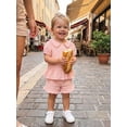 thumbnail image 4 of Cenuakty Toddler 0-3T Girls Summer Outfit Ruffled Hem Button up Short Sleeves T-Shirt and Elastic Shorts Set Cute 2 Piece Clothes, 4 of 9