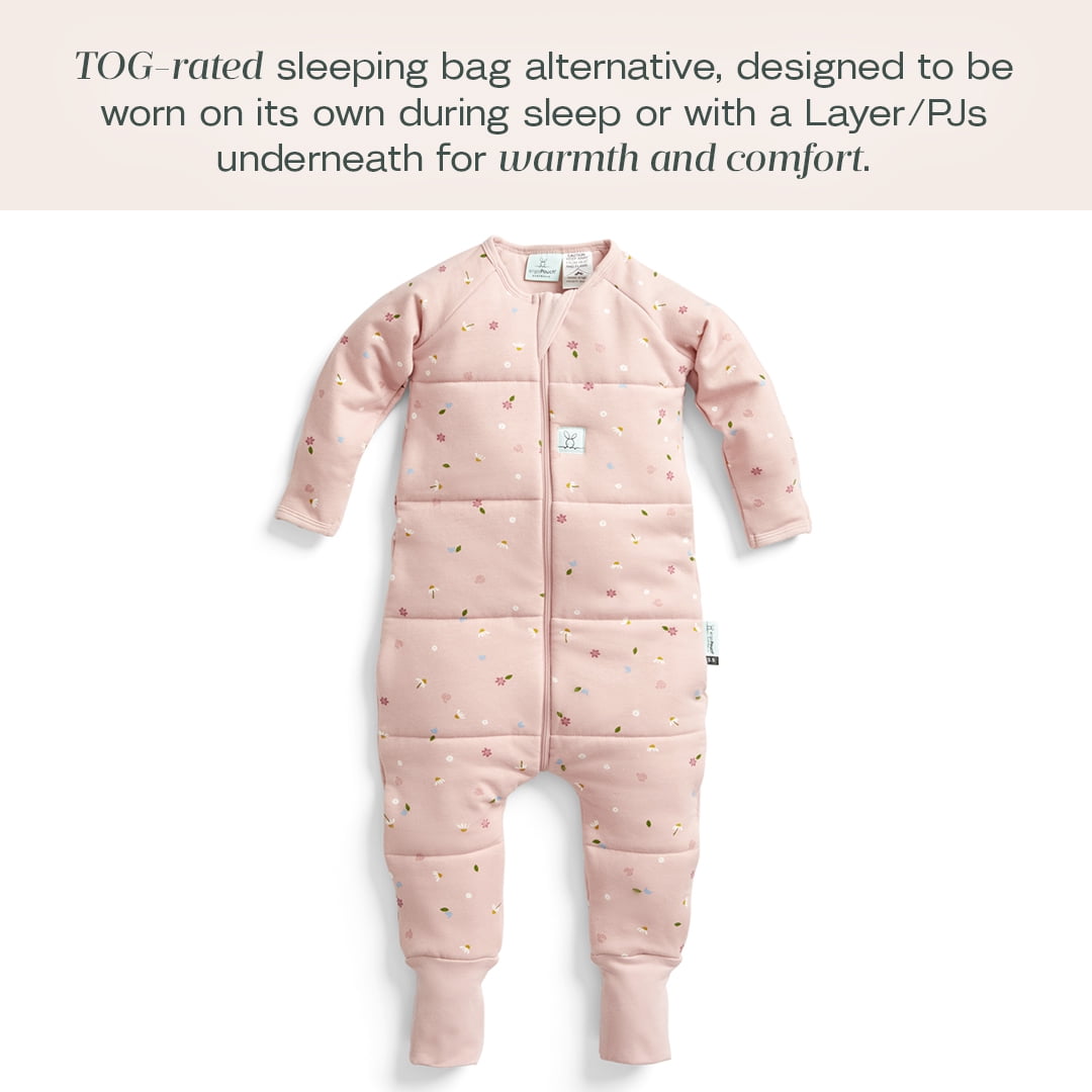 ergoPouch 3.5 TOG Sleeping Onesies For Baby Girl and Baby Boy - Baby Onesies for Easy Diaper Changes - Baby Girl Onesies Made with Breathable Materials (12-24 Months, Daisies)