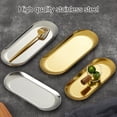 thumbnail image 2 of Stainless Steel Tray Set (2Pcs) - Mirror Polished, Heavy Duty, Oval, Multifunctional for Towel, Jewelry, Cake, Dessert, Food Serving, Home, Bathroom, 2 of 8