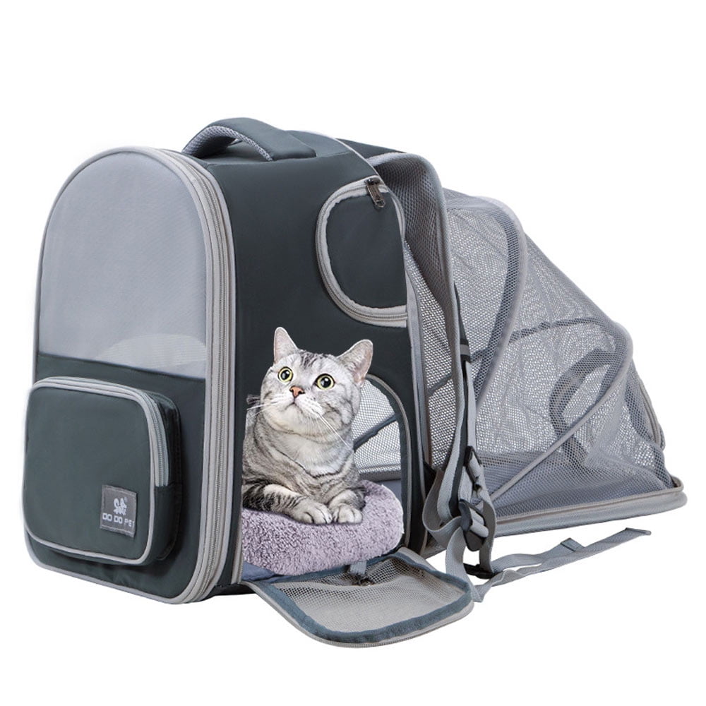 Dcenta Cat Backpack Carrier, Expandable Pet Carrier Backpack with Breathable Mesh for Kitten and Small Dog up to 13 Pounds, Airline Approved Travel Carrier