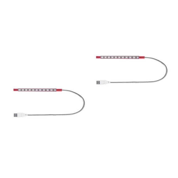 2 Count Flexible Gooseneck Light USB Reading Lamp Table Monitor Desk Lamps Red