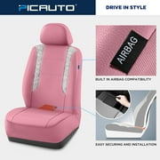 PIC AUTO Car Seat Cover - Sparkly Glitter and Pink Leather, Waterproof Front Seat Covers for Girls & Women, Airbag Compatible, Universal Fit