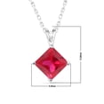 thumbnail image 3 of Dazzlelane 5.5MM Princess Shape Simulated Pink Ruby 4-Prong Set Classic Solitaire Pendant Necklace Along With 18" Chain In 14k Gold Over Sterling Silver Gift For Women, 3 of 5