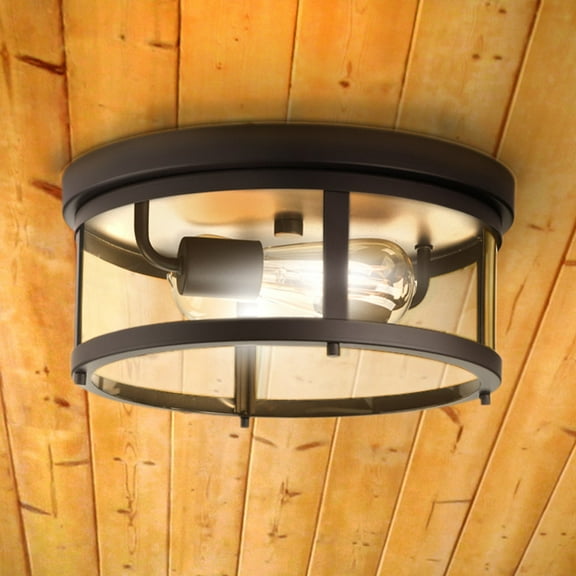 Luxury Farmhouse Ceiling Light, Medium Size: 5.75''H x 12.625''W, with Modern Farmhouse Style Elements, Antique Bronze Finish, UHP1523 from the Bankstown Collection by Urban Ambiance