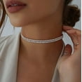 thumbnail image 3 of Namzi Rhinestone Choker Necklaces Silver Sparkling Diamond Choker Crystal Bracelet Rhinestone Necklace, 3 of 4