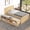 Natural/Trundle, variant on Mirightone Twin Bed Frame with Storage and LED Lights, Wood Twin Platform Bed with Drawers, Charging Station & Pull-Out Cabinet for Teens, White