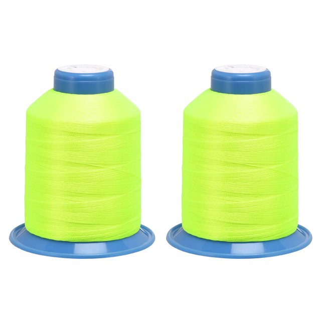 Unique Bargains Fils de Polyester Collés Extra Résistants 1312 Yards 210D/0.32mm (Vert Jaune, Lot de 2)