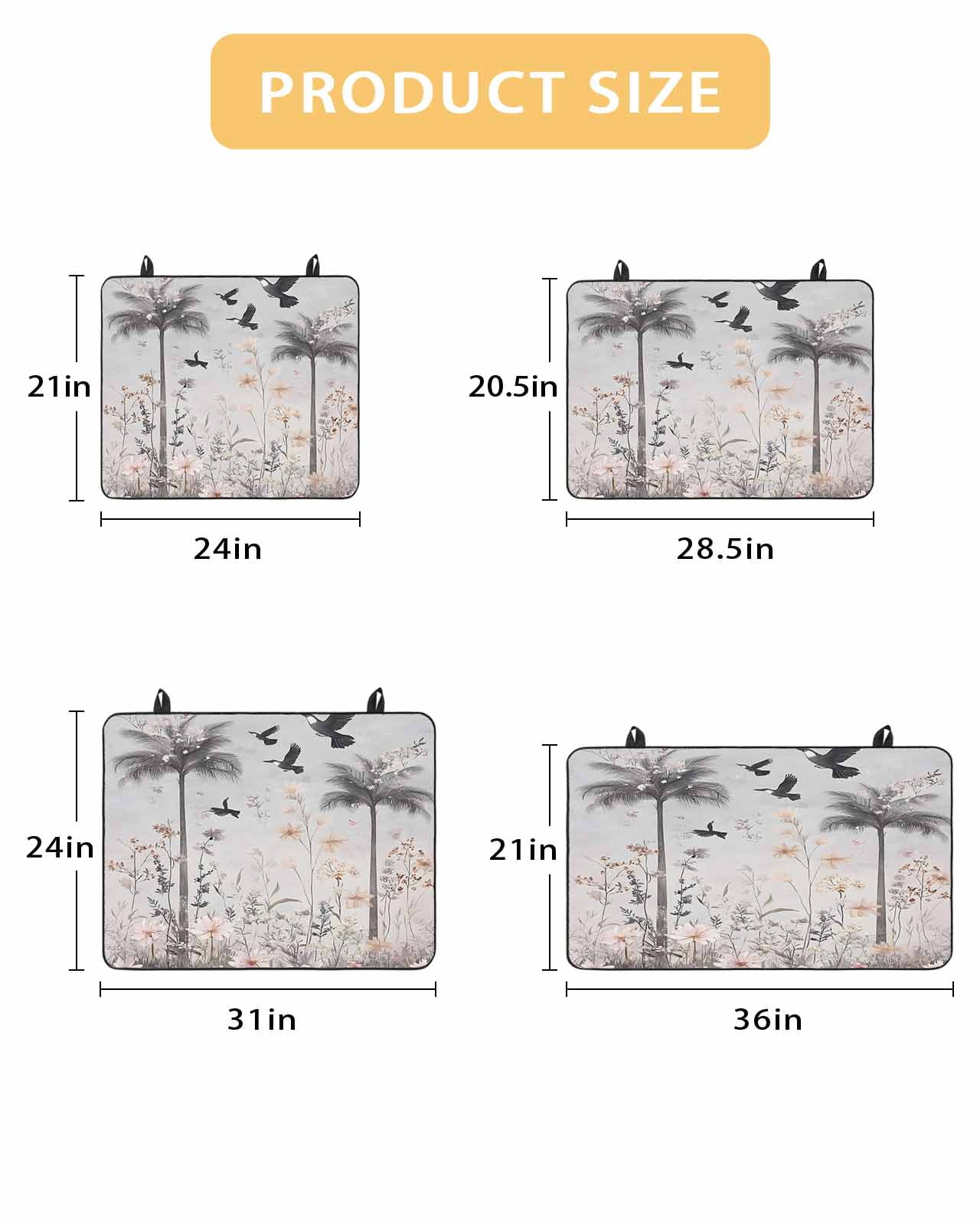 nqOlkjepod Large Induction Cooktop Protector Mat 36"x21", Spring Floral Stove Top Covers for Electric Stove, Watercolor Birds Palm Tree Botanical Stove Burner Cover Mats, Glass Top Stove Cover