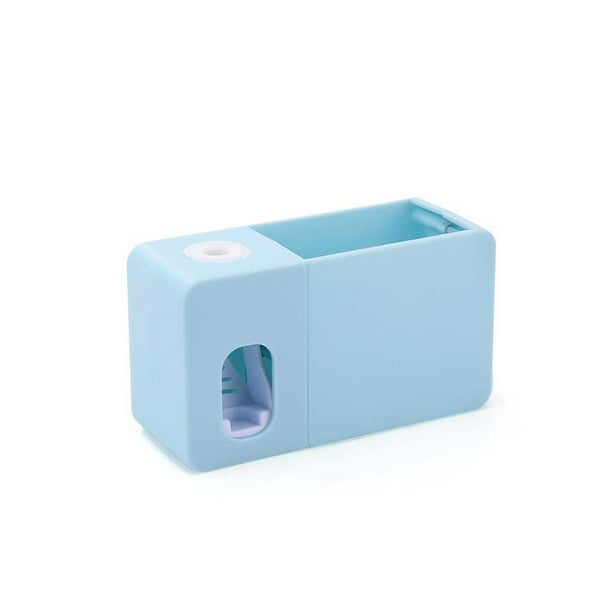 Cateissary Dispensador de de 2 en 1 para el hogar, sin perforaciones, soporte para cepillo de dientes, exprimidor multifuncional, suministros Juegos de accesorios de baño Azul claro Cateissary HA067325-04B