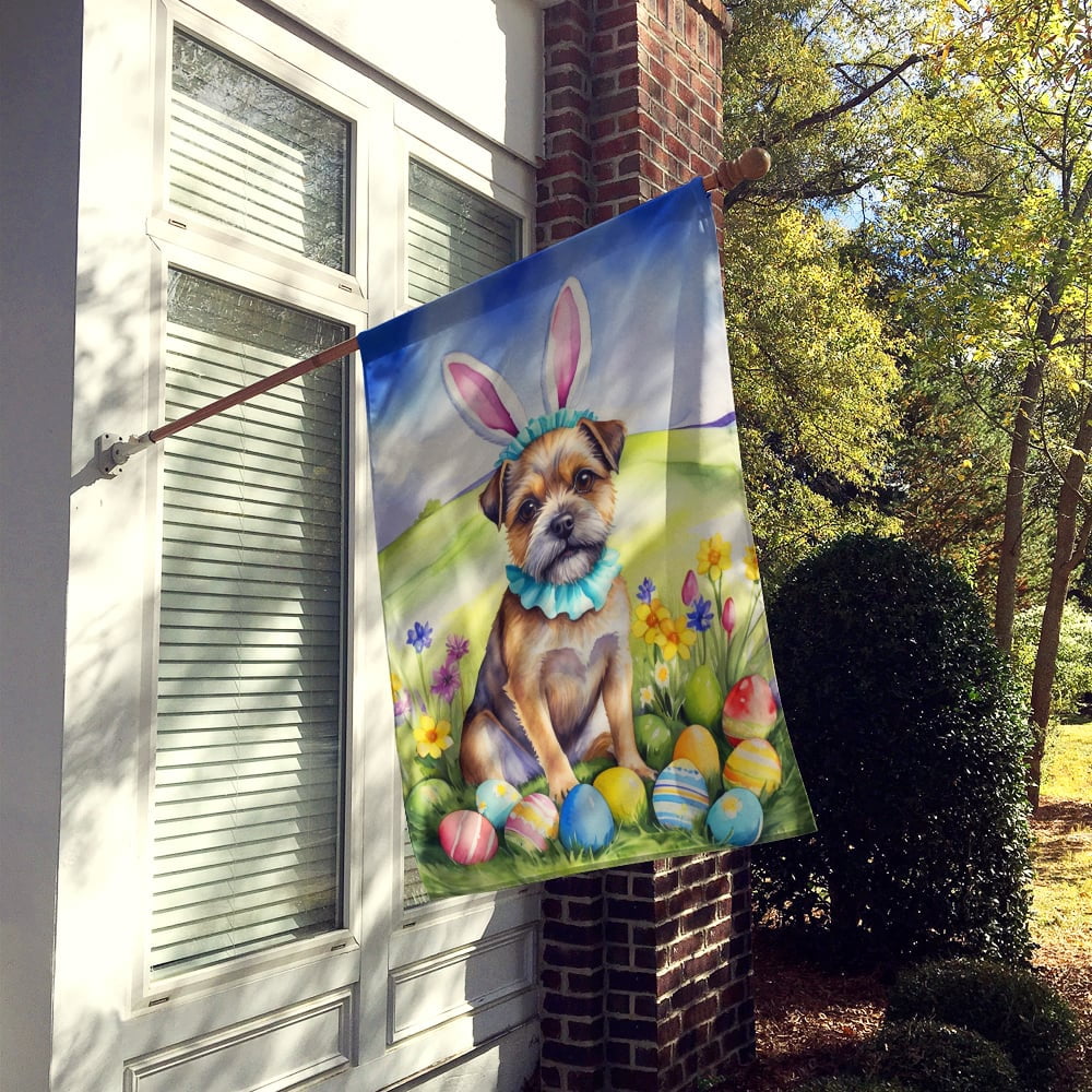 Border Terrier Easter Egg Hunt House Flag 28 in x 40 in