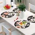 thumbnail image 6 of Flowers Floral on Black Round Plate Mats Non-Slip Place Mat Washable PVC Table Mats Set of 4 Heat Resistant Table Decoration for Kitchen Dining, 6 of 7