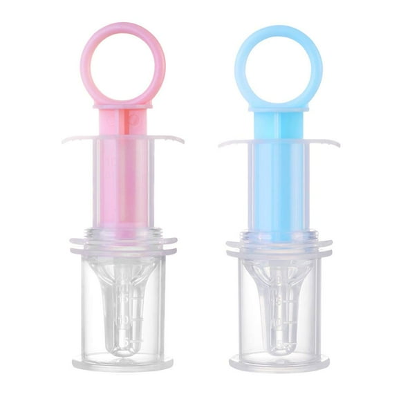 Baby Medicine Dispenser, Baby Feeding Device Dropper Type Medicine Dispenser Set With Medicine Cup Grinding Rod For Feeding Medicines, Water, Milk, Juice, Vitamins (Pink + Blue (2pcs))