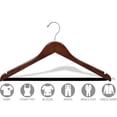 thumbnail image 4 of The Great American Hanger Company Walnut Finish Notched Wooden Suit Hanger and Non-slip Bar (Case of 100), 4 of 5