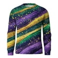 thumbnail image 5 of Havenx Mens Ribbed Knit Shirt Round Neck Carnival Printed Sweaters Long Sleeve Ribbed Knit Tops Pullovers Mask Print Slim Fit Carnival Lightweight Casual Wear,Purple M, 5 of 6