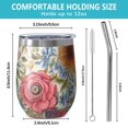 thumbnail image 5 of 12oz Stemless Wine Tumblers Pioneer Flower Vacuum Insulated Stainless Steel Travel Tumbler Cups Mug with Lid and Straw for Champaign,Cocktail,Beer with Cleaning Brush, 5 of 5