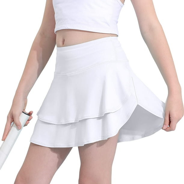 MERIABNY Girls White Golf Skirt Performance Tennis Skort 10 11 Years Running  Athletic Skirts Outfits for Active Sports 