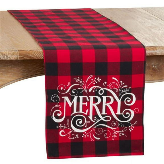 Saro Lifestyle Buffalo Plaid Merry Table Runner