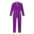 thumbnail image 6 of YONGHS Kids Girls Long Sleeve Full Body Unitard Gymnastics Jumpsuit Stretch Leotard Bodysuit Catsuit Purple 14, 6 of 7