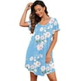 thumbnail image 3 of JWD Womens Nightgown Short Sleeves Sleepwear Soft Loose Sleepshirt Scoopneck Pleated Nightshirt Loungewear, 3 of 5
