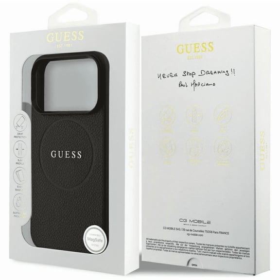 Guess Grained Ring Case with MagSafe for iPhone 17 Pro Max 6.9" Black - GUHMP17XPGHSMMK