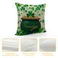 thumbnail image 4 of Leisuo Happy St Patrick's Day Lucky Four Leaf Clovers Cream Burlap Decorative Square Pillow Case Cover Pillowcase for Bedroom Sofa Party, 4 of 5