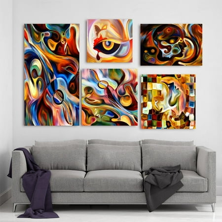 Abstract Art Piece DESIGN ART Designart - Abstract Music Collection - Abstract Wall Art set of 5 pieces - Multi-color ()