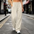 thumbnail image 5 of Zynoxe Womens Corduroy Pants Fall Warm Comfortable Elastic Waist Wide Leg Pants Casual Straight Relaxed Plus Size Sweatpants with Pockets Beige S, 5 of 7
