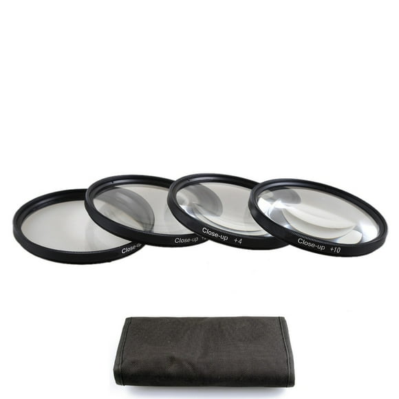 Filtre de Gros Plan pour Appareil Photo Reflex Numérique 4-en-1 en Verre Optique et Aluminium, Kit de Filtre d'Objectif Macro pour Nikon, Pentax, Sony