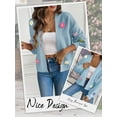 thumbnail image 4 of Hibeli Women Color Floral Applique Lantern Long Sleeve Open Front Daisy Cardigan Sweater, 4 of 7