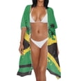 thumbnail image 3 of Xoenoiee Jamaica Flag Palm Tree Print Women's Kimono Cardigan Summer Swimsuit Coverups Beach Cover Up Quick Dry Open Front Resort Wear for Vacation, 3 of 7