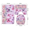 thumbnail image 3 of Pink Butterfly Flower Pattern Bathroom Rugs Sets 3 Piece,Toilet Cover Set,Absorbent Non Slip Bathroom Mats Sets with U-Shaped Contour Rug Toilet Rug Set, 3 of 5