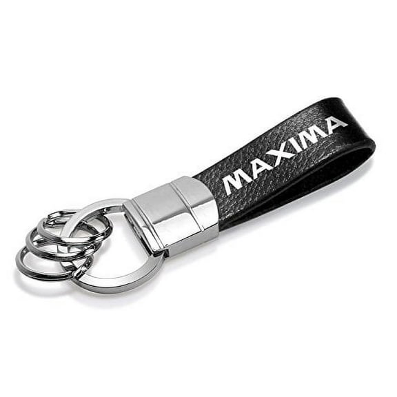 Nissan Maxima Black Leather Strap Round Hook Metal Key Chain