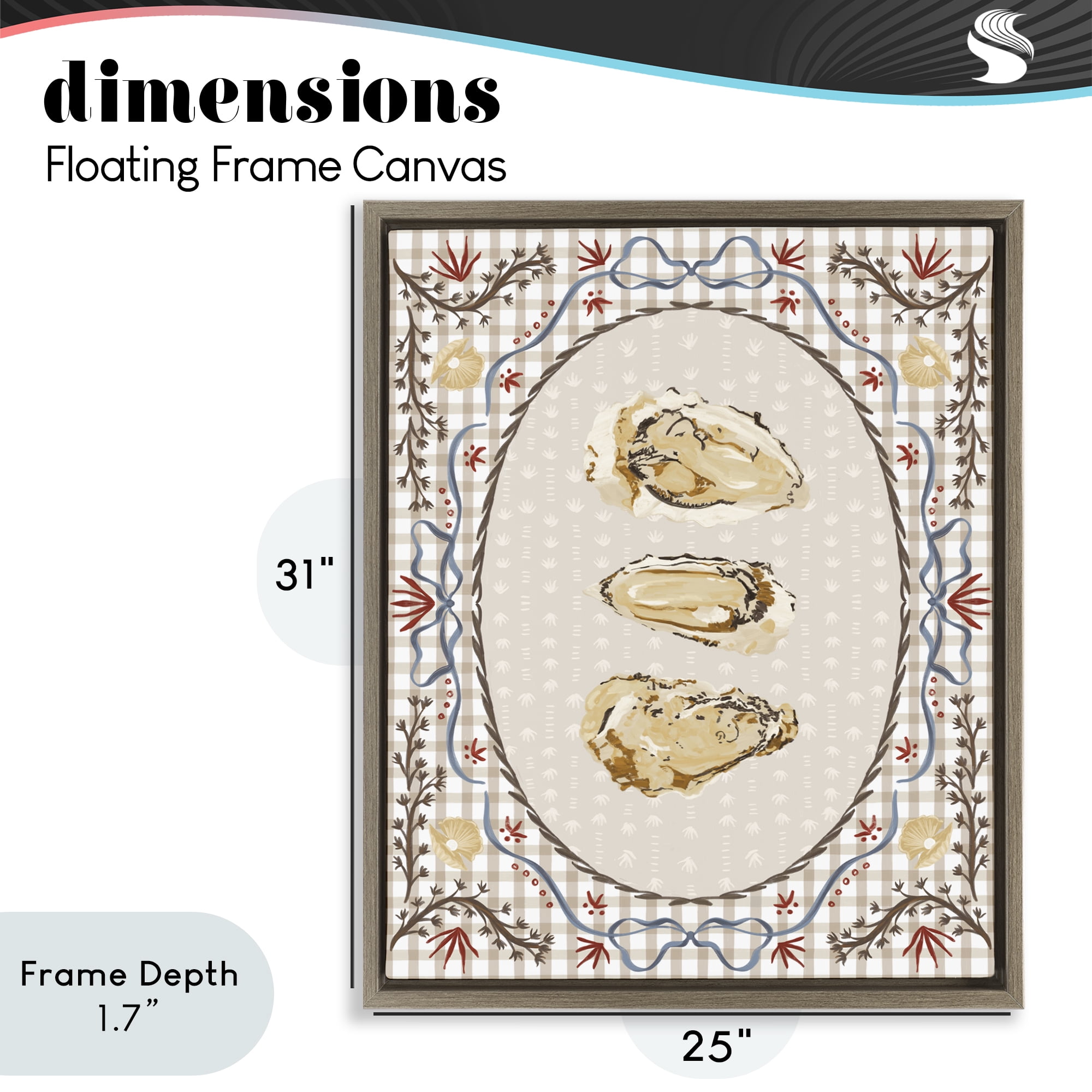 Stupell Industries Vintage Oyster Trio Brown Framed Floater Canvas Wall Art, design by Vero Illustrates