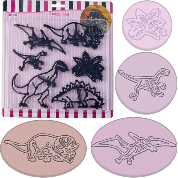 10Pcs Dinosaur Cookie Cutters Plastic Fondant Cutter Mould Detailed Biscuit Cutter for Birthday Wedding Art Baking Crafts Dough Clay DIY Decoration DIY