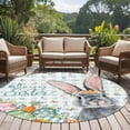 thumbnail image 4 of Round Rugs 7Ft, Happy Easter Round Area Rug Washable Indoor Throw Carpet, Spring Bunny Easter Eggs Floral Teal Plaid Large Non Slip Circle Rug for Dining Room Playroom Home Decor Aesthetic, 4 of 8