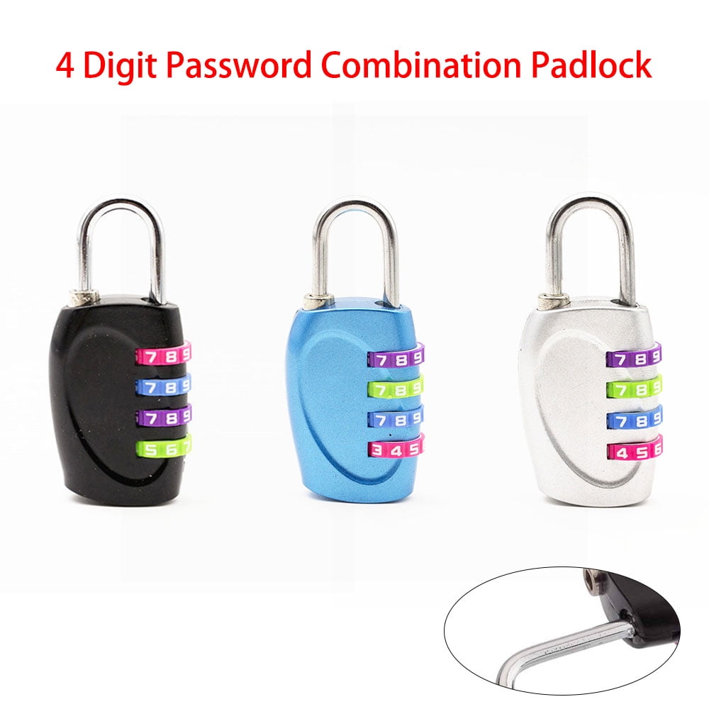 4-Digit Combination Padlock – Zinc Alloy Resettable Code Lock, Large Numbers, Small Combo Lock For Suitcase, Gym Locker, Toolbox (Blue)