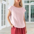 thumbnail image 6 of Linen T Shirts for Women Crew Neck Fashion Casual T Shirts Summer Loose Fit Tops for Travel Dating Commuting reliable, 6 of 6