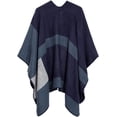 thumbnail image 2 of AIR-Women's Color Block Shawl Wrap Open Front Poncho Cape, 2 of 4