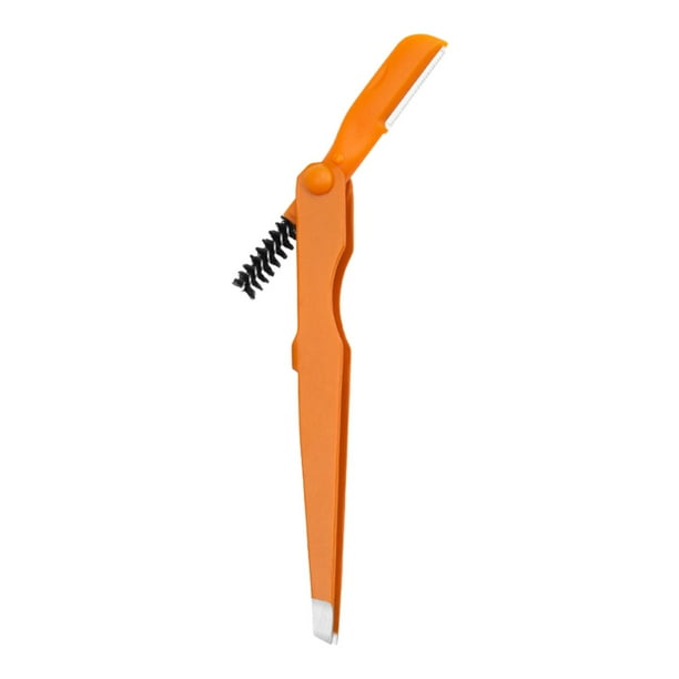 Pinzas para cejas Cepillo para cejas Pinzas de punta plana para recortar cejas Resistente al óxido para Naranja