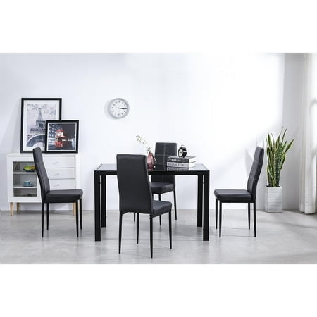 Ktaxon 5 Piece Dining Table Set,4 Chairs,Glass Table Breakfast Furniture