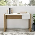 thumbnail image 2 of Walker Edison Fluted Drawer Writing Laptop Desk, 46 Inch, White/English Oak, 2 of 5
