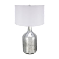 Vibes Table Lamp - Round Shade, White Silver - 18" Dia x 32" H