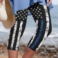 thumbnail image 2 of Odeerbi 4th of July Patriotic Beach Capris for Women 2025 Casual Drawstring Pants Summer Elastic Waist Independence Day Printed Cropped Pants Blue, 2 of 5