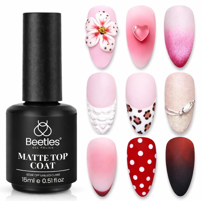 Capa superior de gel mate para esmalte de uñas en gel Beetles, 15 ml