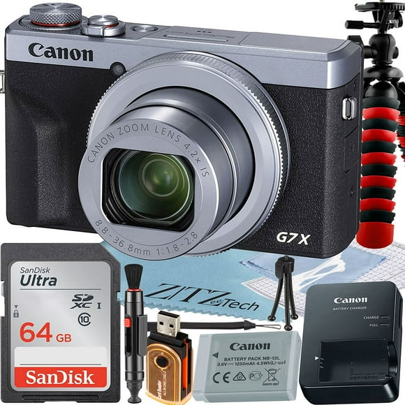 Canon PowerShot G7 X Mark III Digital Camera (Silver) with 4.2x Optical Zoom Lens + SanDisk 64GB Memory Card + Tripod + ZeeTech Basic Bundle
