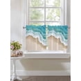 thumbnail image 3 of Half Window Curtain 36 Inches Long, Turquoise Ocean Window Treatment Curtain Drapes, Gradient Brown Shore Sandy Beach Abstract Small Tier Curtains for Bathroom Over Sink, 27.5"x36", 2 Panels, 3 of 7